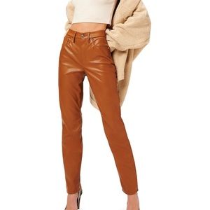 GOOD AMERICAN
Faux Leather Pants in brown camel color